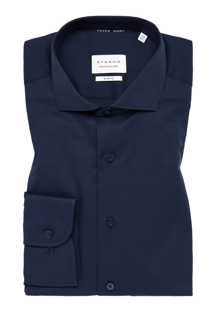 SLIM FIT Cover Shirt in navy unifarben von ETERNA Mode GmbH