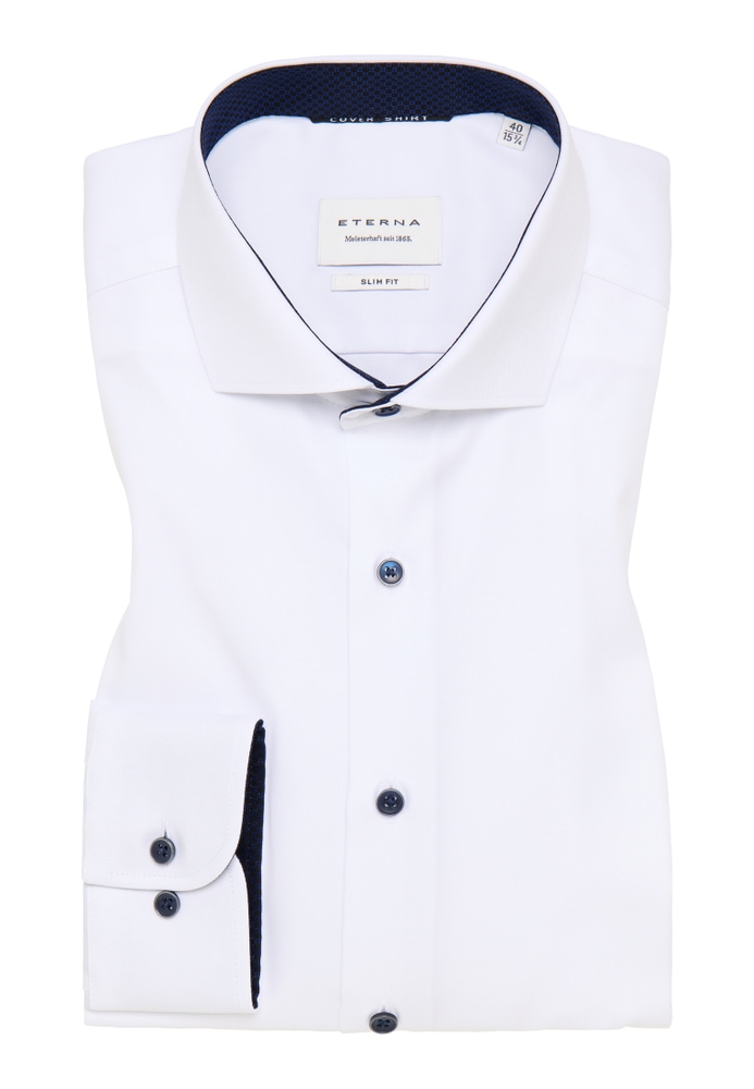 SLIM FIT Cover Shirt in weiß unifarben von ETERNA Mode GmbH