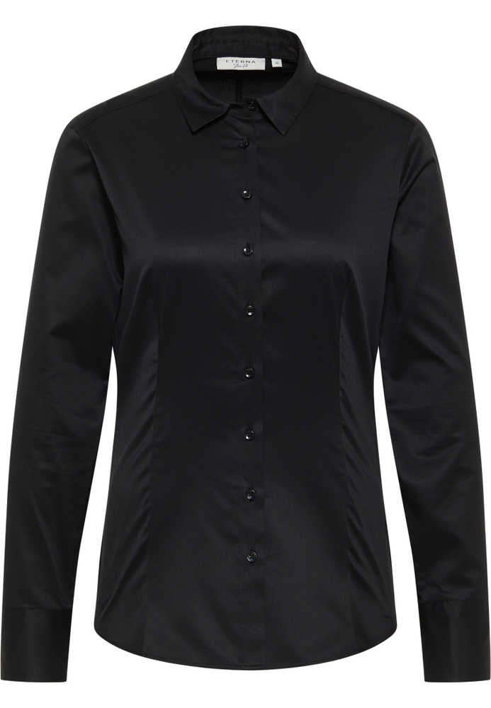 Cover Shirt Bluse in schwarz unifarben von ETERNA Mode GmbH