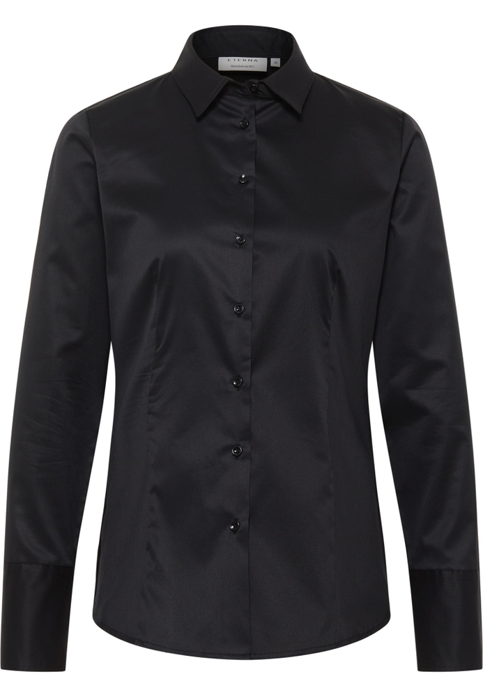 Cover Shirt Bluse in schwarz unifarben von ETERNA Mode GmbH