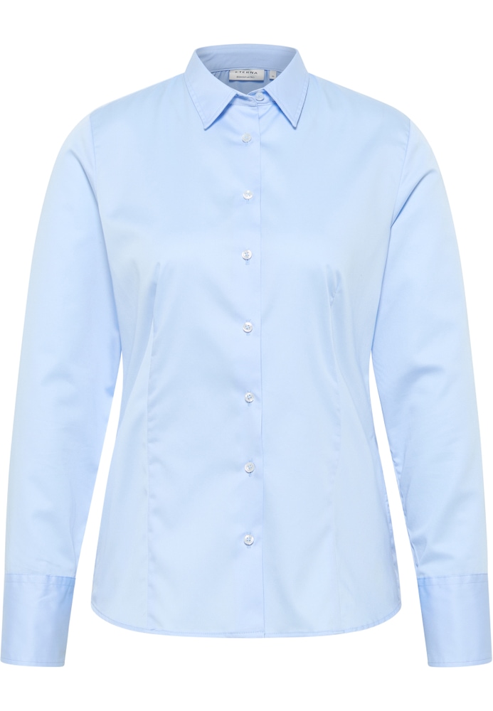 Satin Shirt Bluse in hellblau unifarben von ETERNA Mode GmbH