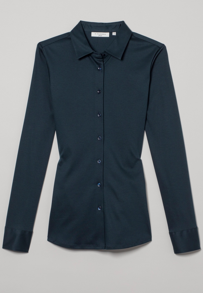 Jersey Shirt Bluse in navy unifarben von ETERNA Mode GmbH