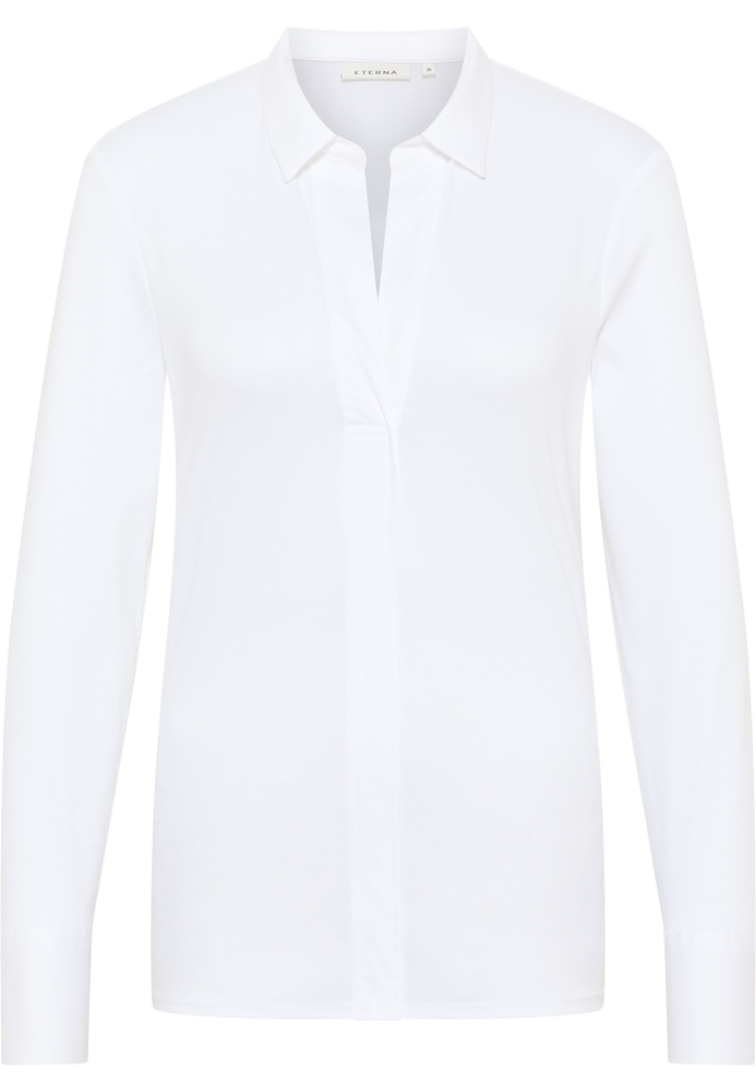 Jersey Shirt Bluse in weiß unifarben von ETERNA Mode GmbH