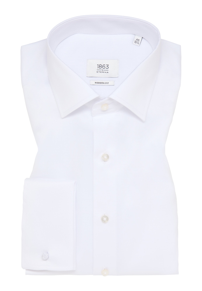 MODERN FIT Luxury Shirt in weiß unifarben von ETERNA Mode GmbH