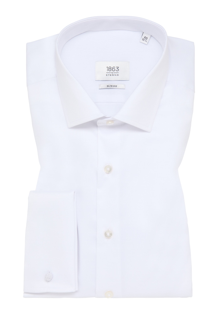 SLIM FIT Luxury Shirt in weiß unifarben von ETERNA Mode GmbH