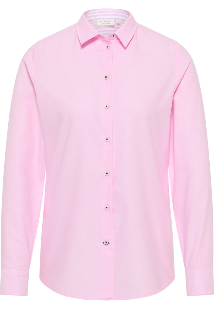 Oxford Shirt Bluse in rosa unifarben von ETERNA Mode GmbH