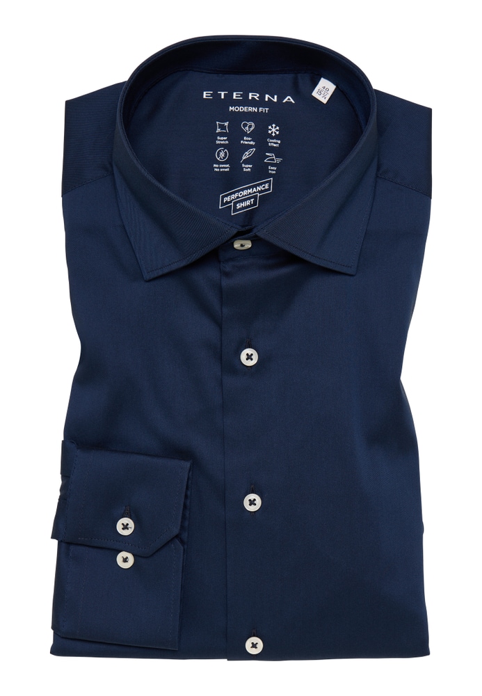 MODERN FIT Performance Shirt in navy unifarben von ETERNA Mode GmbH