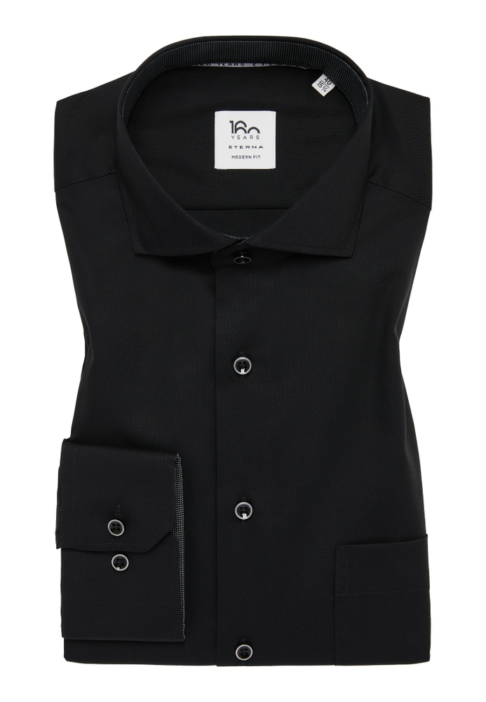 MODERN FIT Hemd in schwarz unifarben von ETERNA Mode GmbH