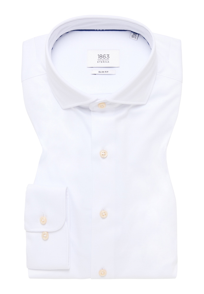 SLIM FIT Jersey Shirt in weiß unifarben von ETERNA Mode GmbH