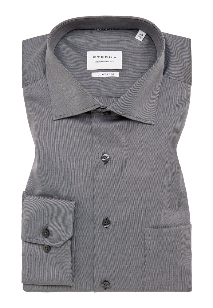 COMFORT FIT Cover Shirt in grau unifarben von ETERNA Mode GmbH