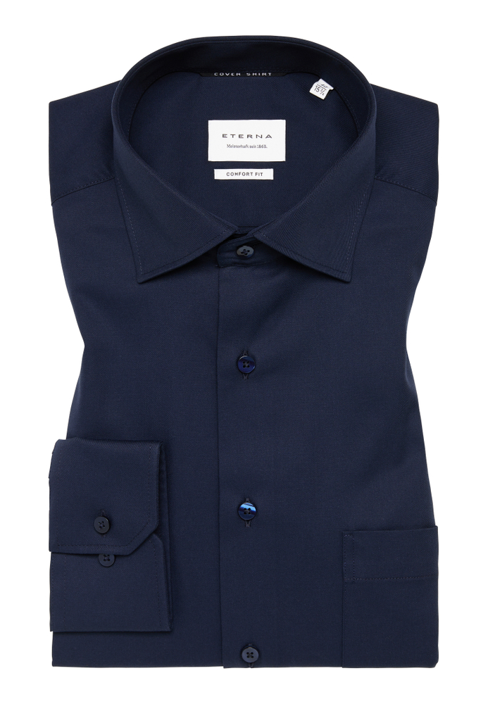 COMFORT FIT Cover Shirt in navy unifarben von ETERNA Mode GmbH