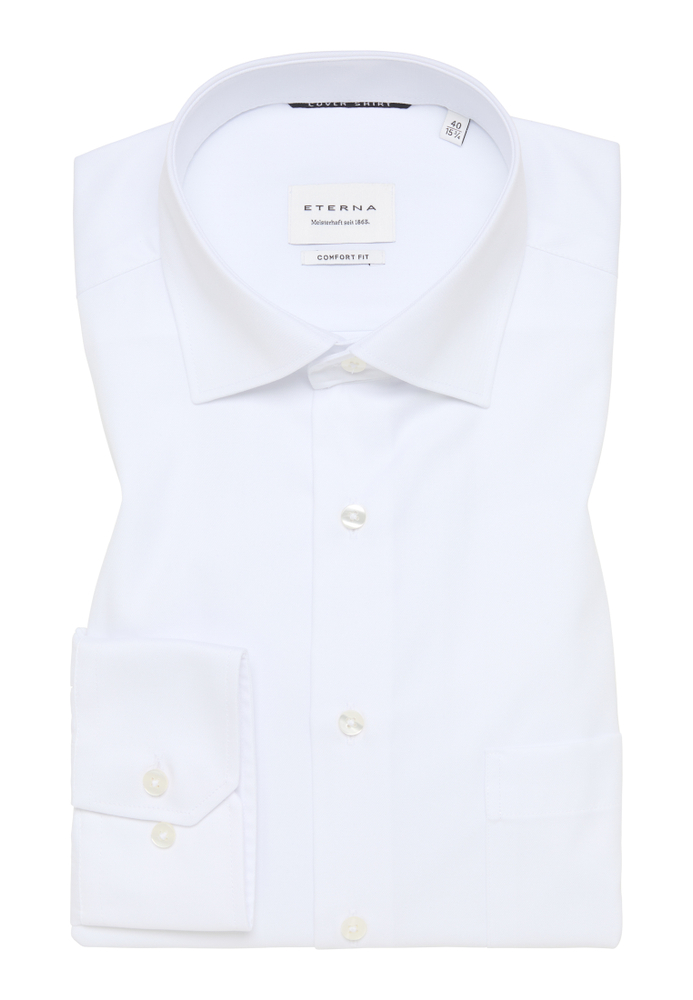 COMFORT FIT Cover Shirt in weiß unifarben von ETERNA Mode GmbH