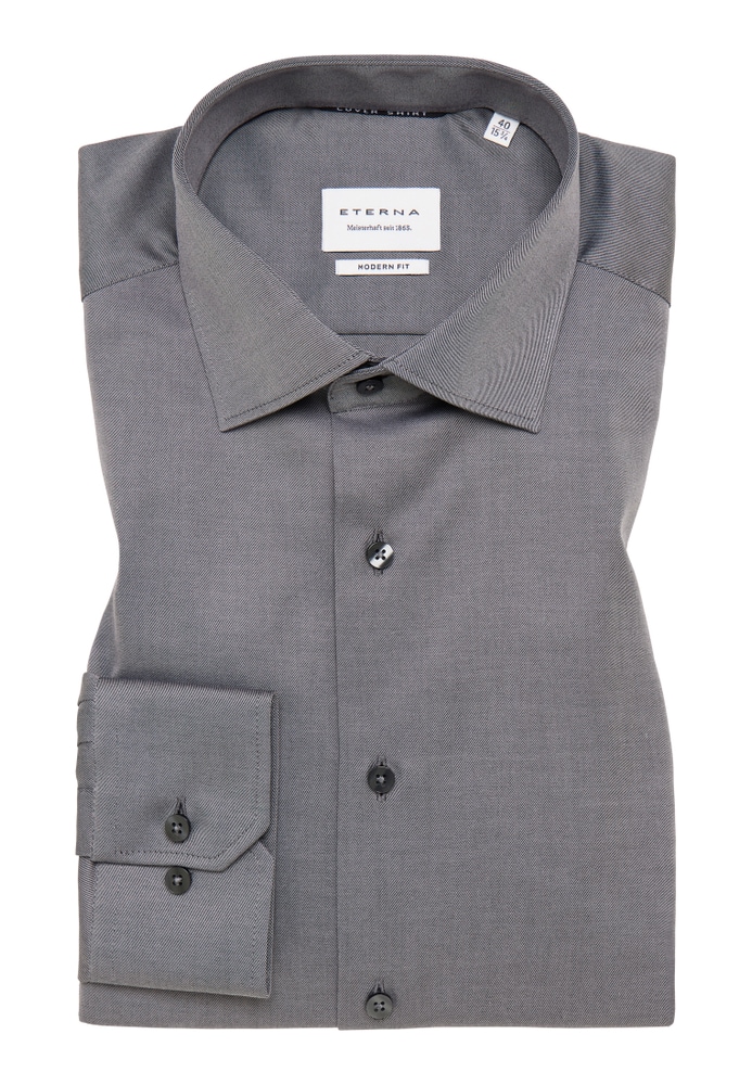 MODERN FIT Cover Shirt in grau unifarben von ETERNA Mode GmbH