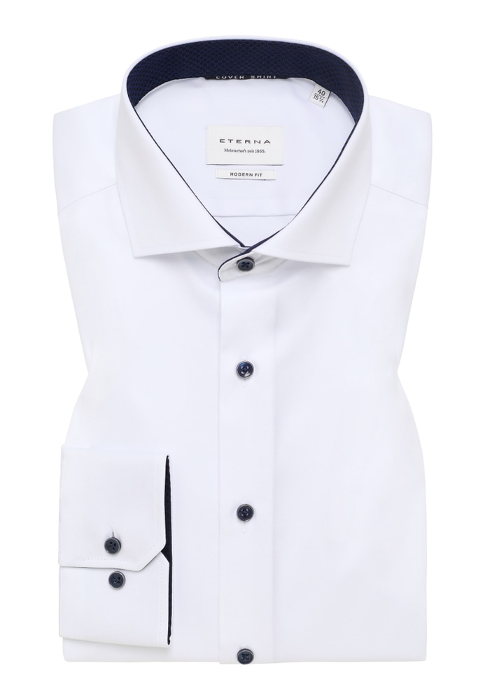 MODERN FIT Cover Shirt in weiß unifarben von ETERNA Mode GmbH