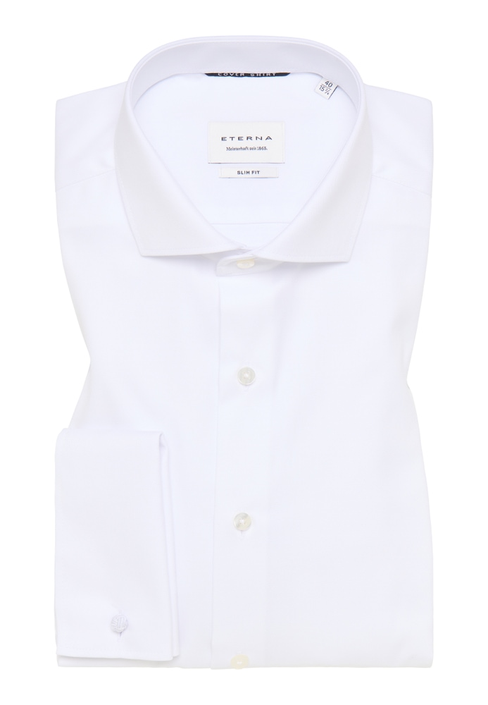 SLIM FIT Cover Shirt in weiß unifarben von ETERNA Mode GmbH