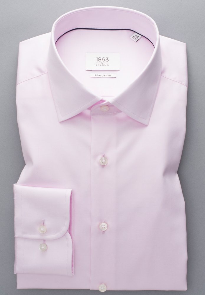 COMFORT FIT Luxury Shirt in rosa unifarben von ETERNA Mode GmbH