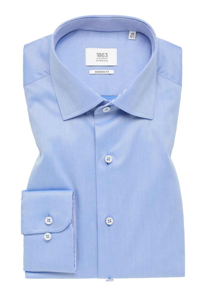 MODERN FIT Luxury Shirt in mittelblau unifarben von ETERNA Mode GmbH