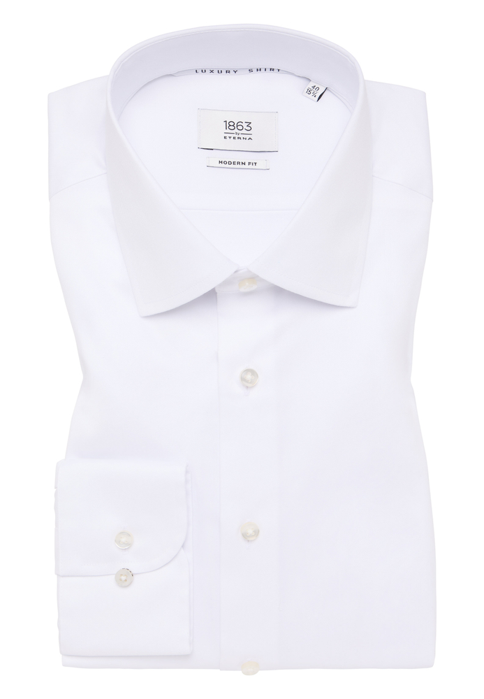 MODERN FIT Luxury Shirt in weiß unifarben von ETERNA Mode GmbH