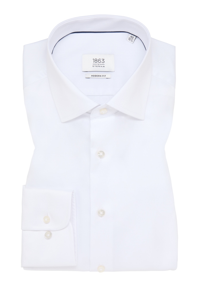 MODERN FIT Luxury Shirt in weiß unifarben von ETERNA Mode GmbH