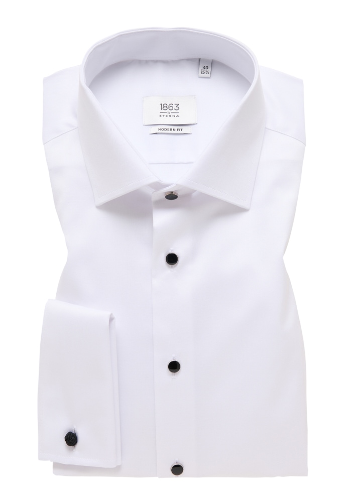 MODERN FIT Luxury Shirt in weiß unifarben von ETERNA Mode GmbH