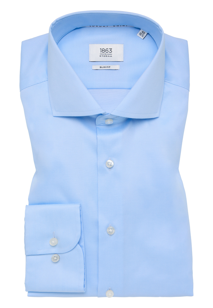 SLIM FIT Luxury Shirt in hellblau unifarben von ETERNA Mode GmbH