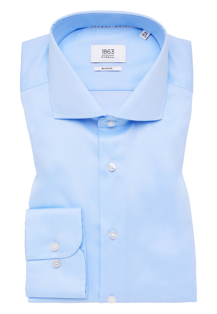 SLIM FIT Luxury Shirt in hellblau unifarben von ETERNA Mode GmbH