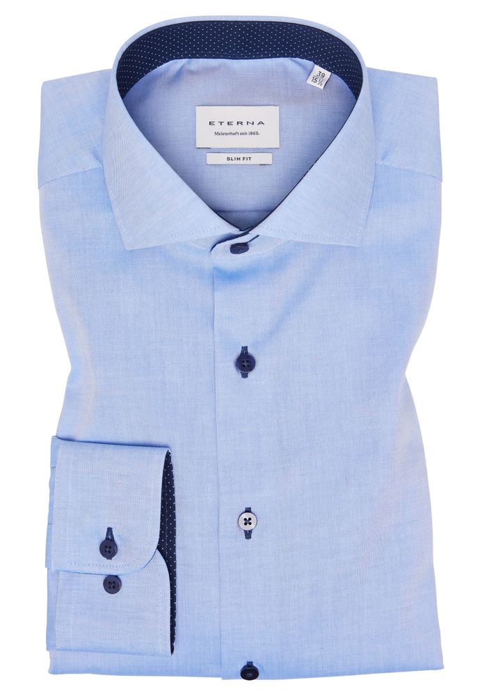 SLIM FIT Hemd in blau unifarben von ETERNA Mode GmbH