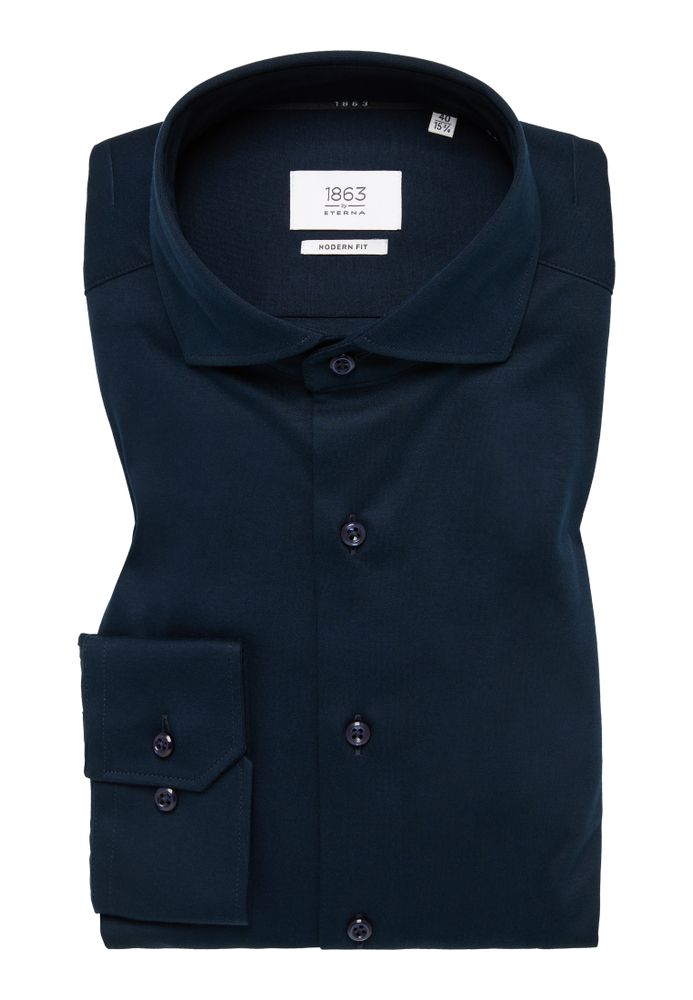 MODERN FIT Jersey Shirt in dunkelblau unifarben von ETERNA Mode GmbH
