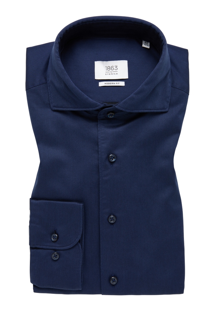 MODERN FIT Soft Luxury Shirt in navy unifarben von ETERNA Mode GmbH