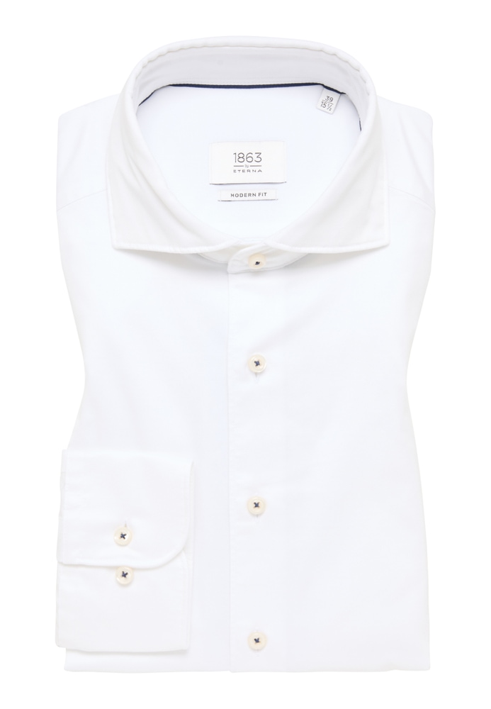 MODERN FIT Soft Luxury Shirt in off-white unifarben von ETERNA Mode GmbH