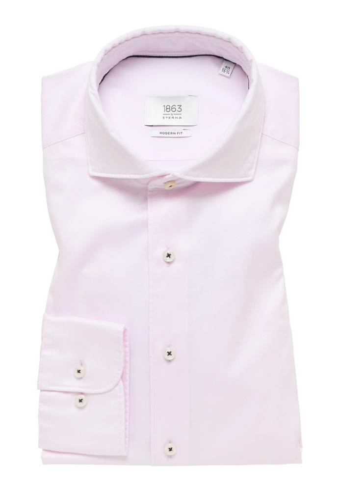 MODERN FIT Soft Luxury Shirt in soft pink unifarben von ETERNA Mode GmbH