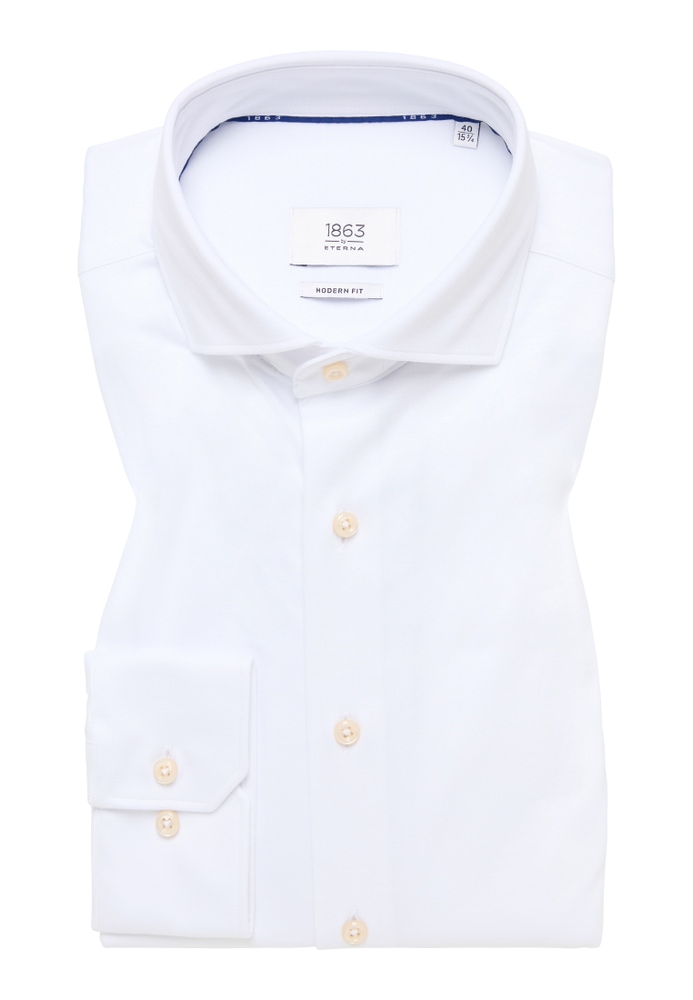 MODERN FIT Jersey Shirt in weiß unifarben von ETERNA Mode GmbH