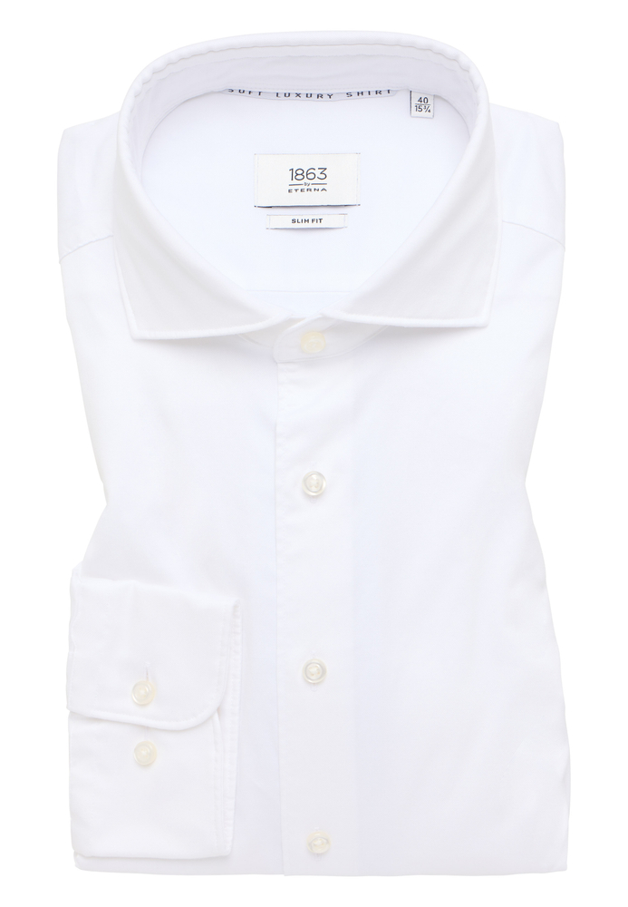 SLIM FIT Soft Luxury Shirt in weiß unifarben von ETERNA Mode GmbH