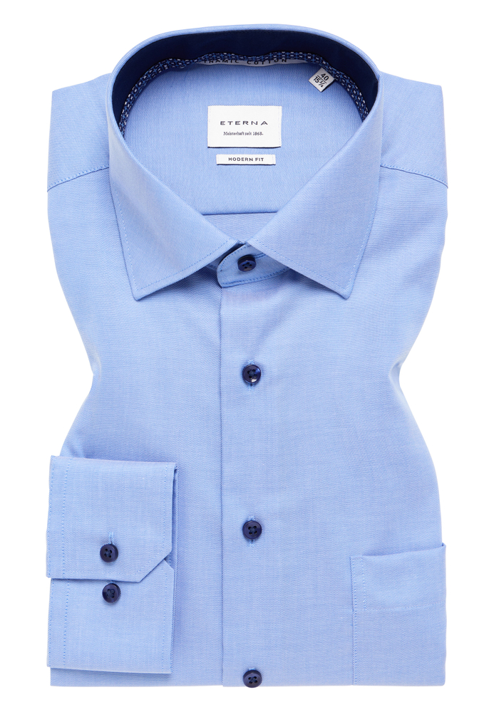 MODERN FIT Hemd in blau unifarben von ETERNA Mode GmbH