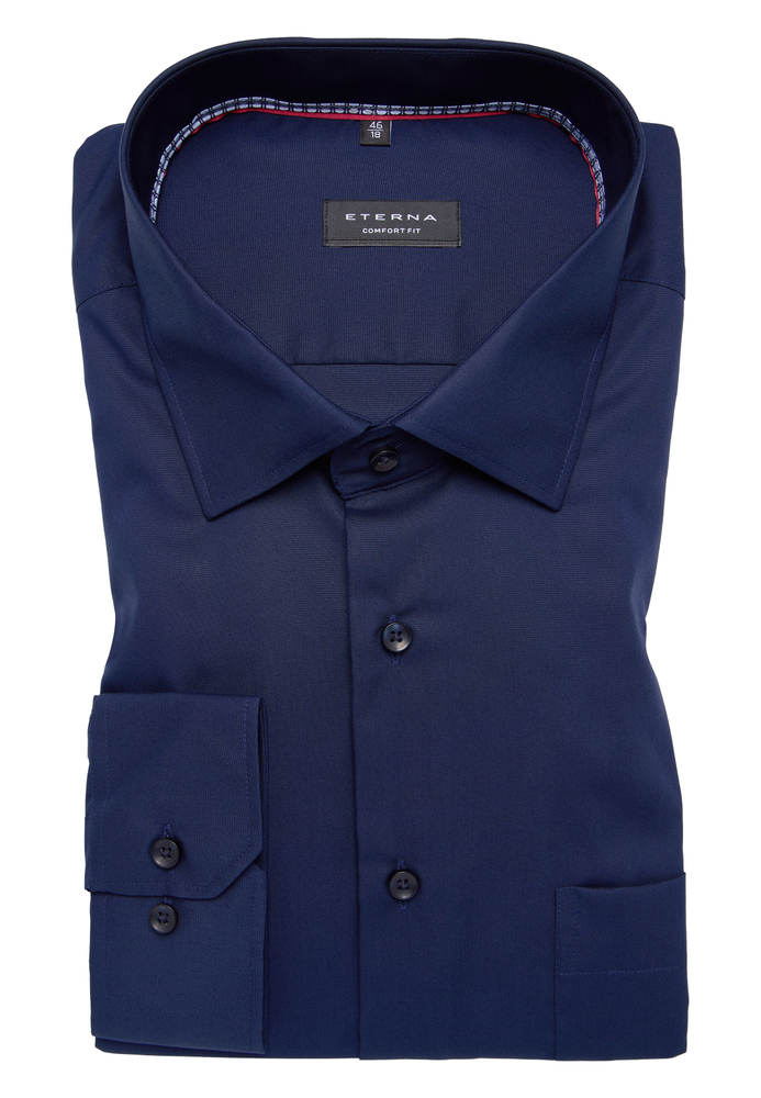 COMFORT FIT Hemd in navy unifarben von ETERNA Mode GmbH