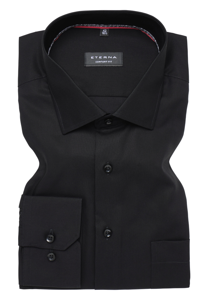 COMFORT FIT Hemd in schwarz unifarben von ETERNA Mode GmbH