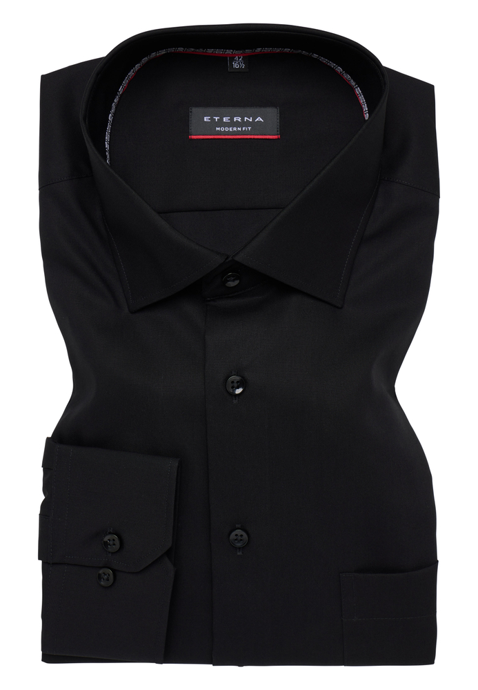 MODERN FIT Hemd in schwarz unifarben von ETERNA Mode GmbH