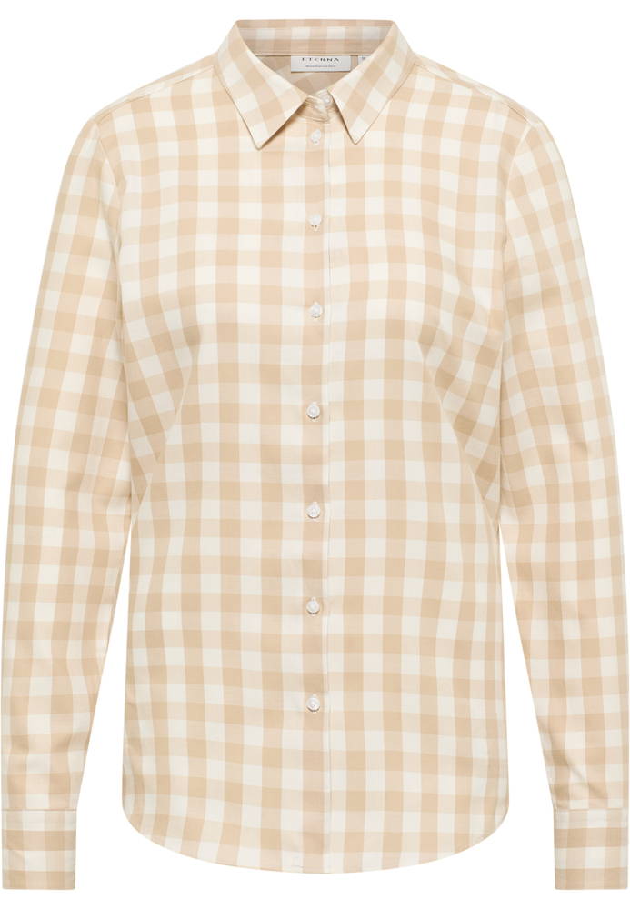 Hemdbluse in beige kariert von ETERNA Mode GmbH