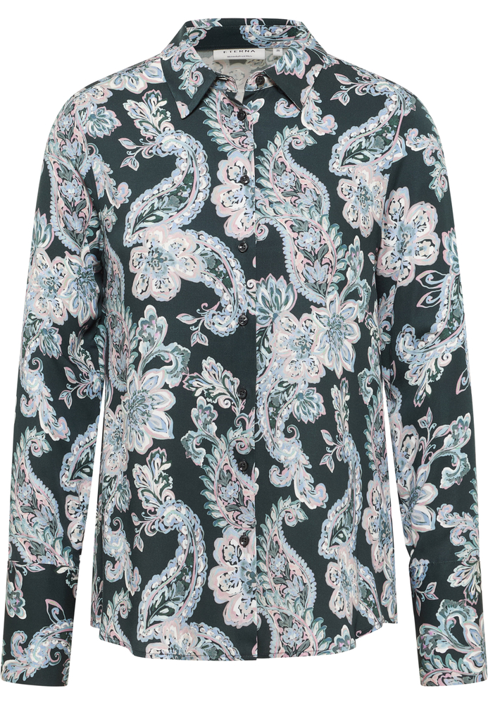 Hemdbluse in dunkelgrün bedruckt Hemdbluse in dunkelgrün bedruckt von ETERNA Mode GmbH
