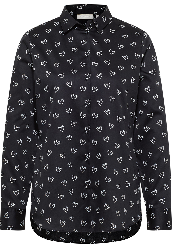 Hemdbluse in schwarz bedruckt von ETERNA Mode GmbH
