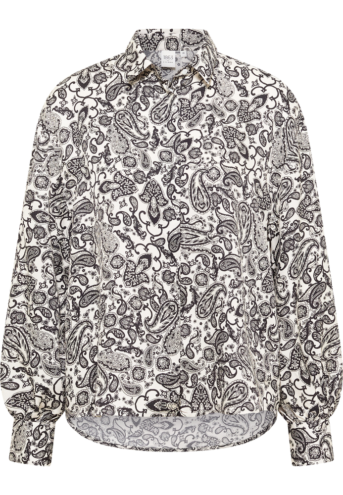 Hemdbluse in schwarz bedruckt von ETERNA Mode GmbH