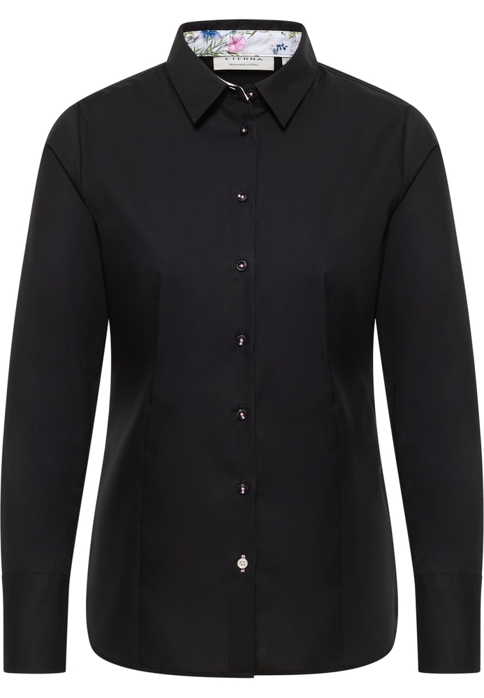 Hemdbluse in schwarz unifarben von ETERNA Mode GmbH