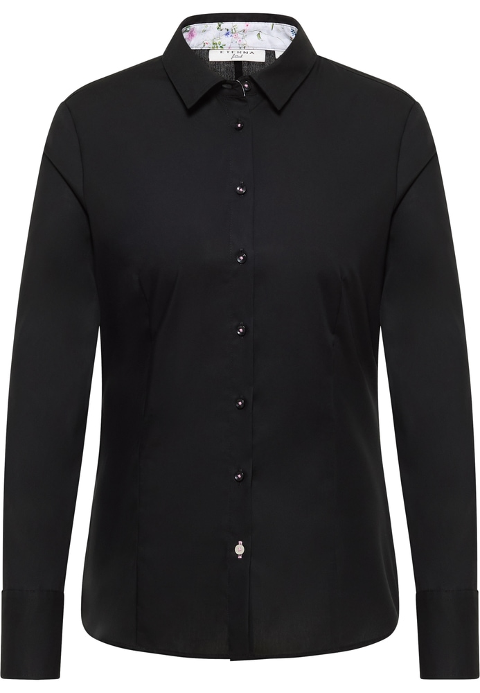 Hemdbluse in schwarz unifarben von ETERNA Mode GmbH