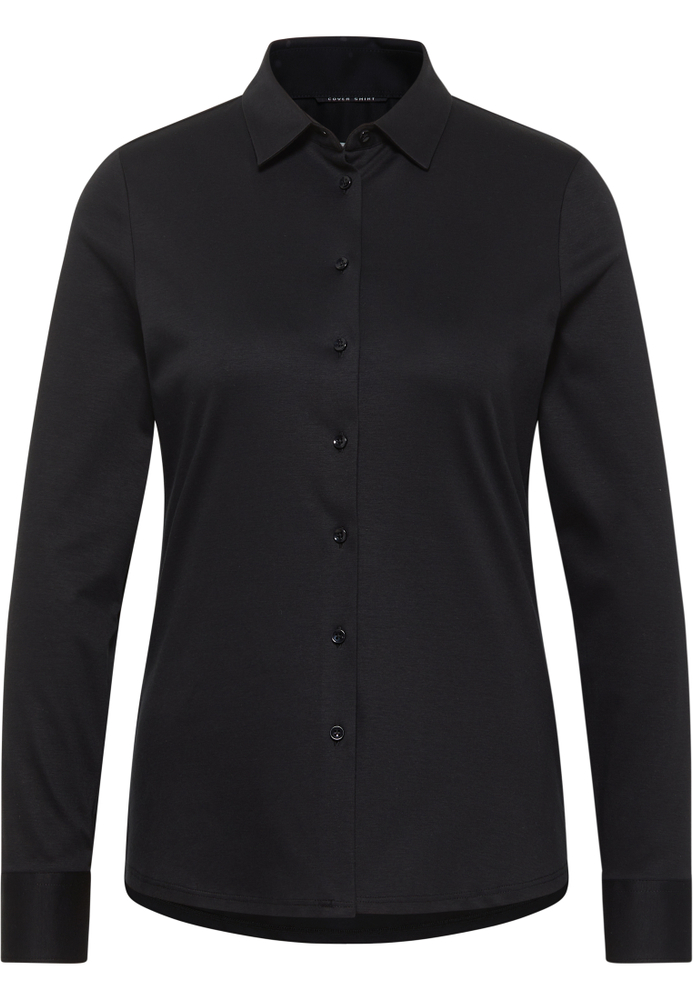 Jersey Shirt Bluse in schwarz unifarben von ETERNA Mode GmbH