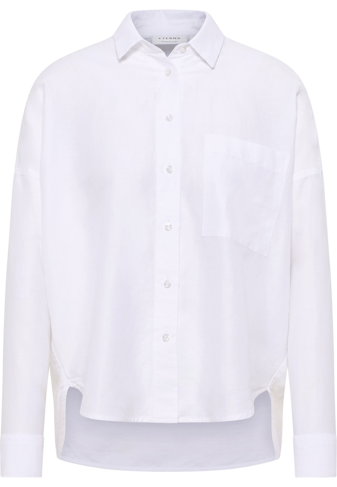 Linen Shirt Bluse in weiß unifarben von ETERNA Mode GmbH