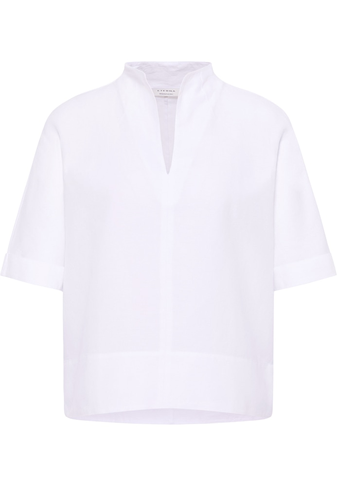 Linen Shirt Bluse in weiß unifarben von ETERNA Mode GmbH