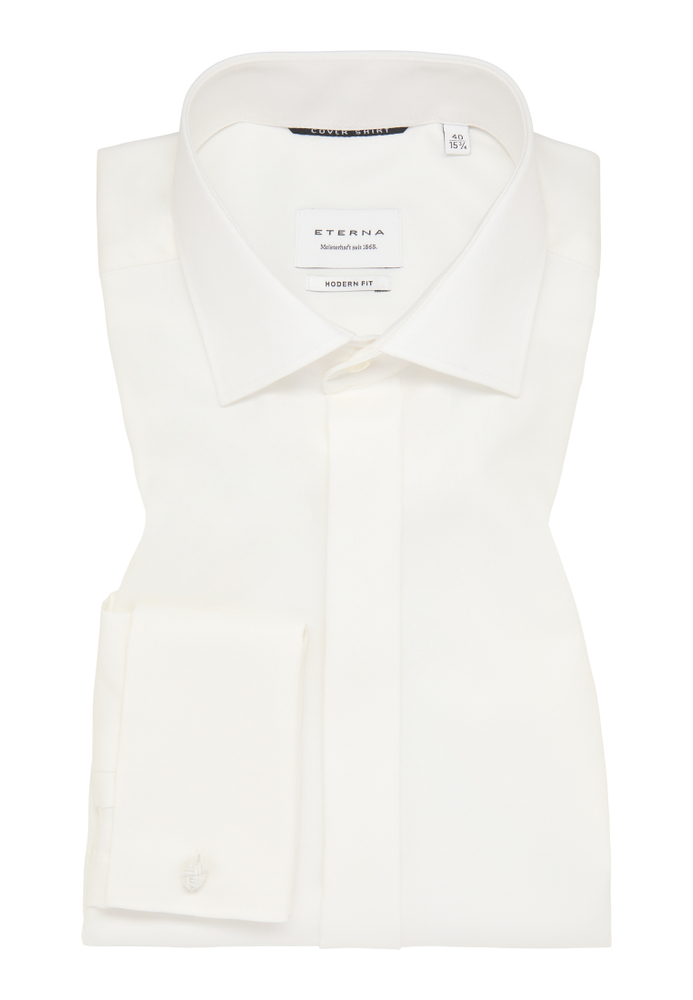MODERN FIT Cover Shirt in beige unifarben von ETERNA Mode GmbH
