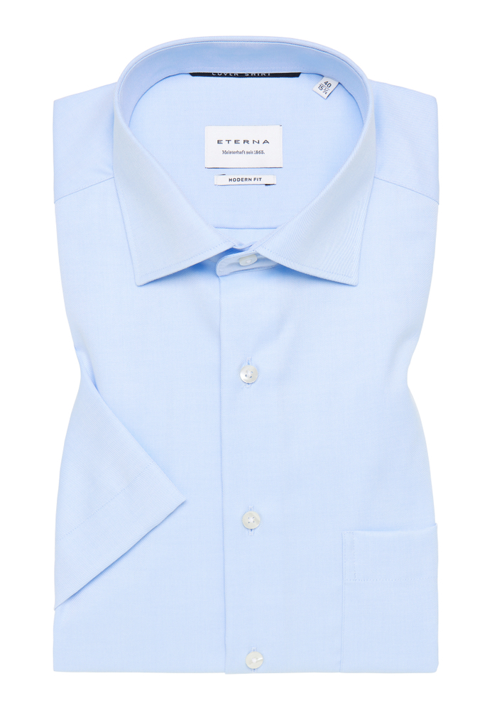 MODERN FIT Cover Shirt in hellblau unifarben von ETERNA Mode GmbH