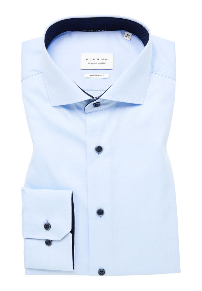 MODERN FIT Cover Shirt in hellblau unifarben von ETERNA Mode GmbH