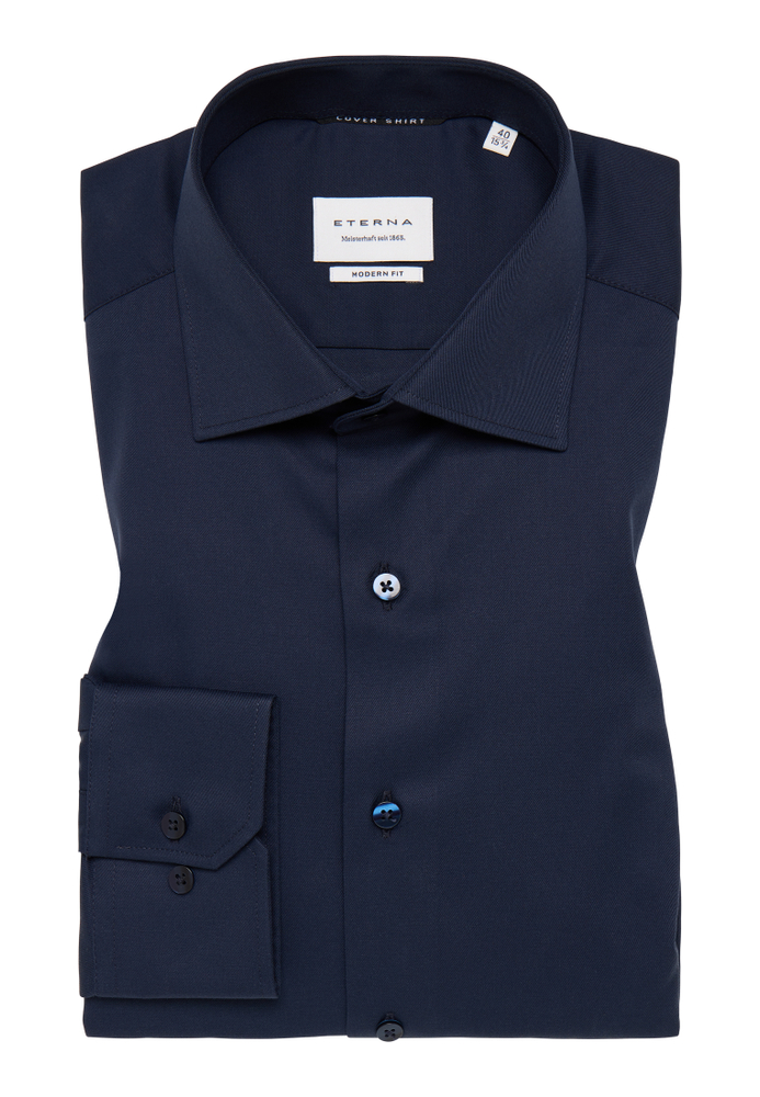 MODERN FIT Cover Shirt in navy unifarben von ETERNA Mode GmbH